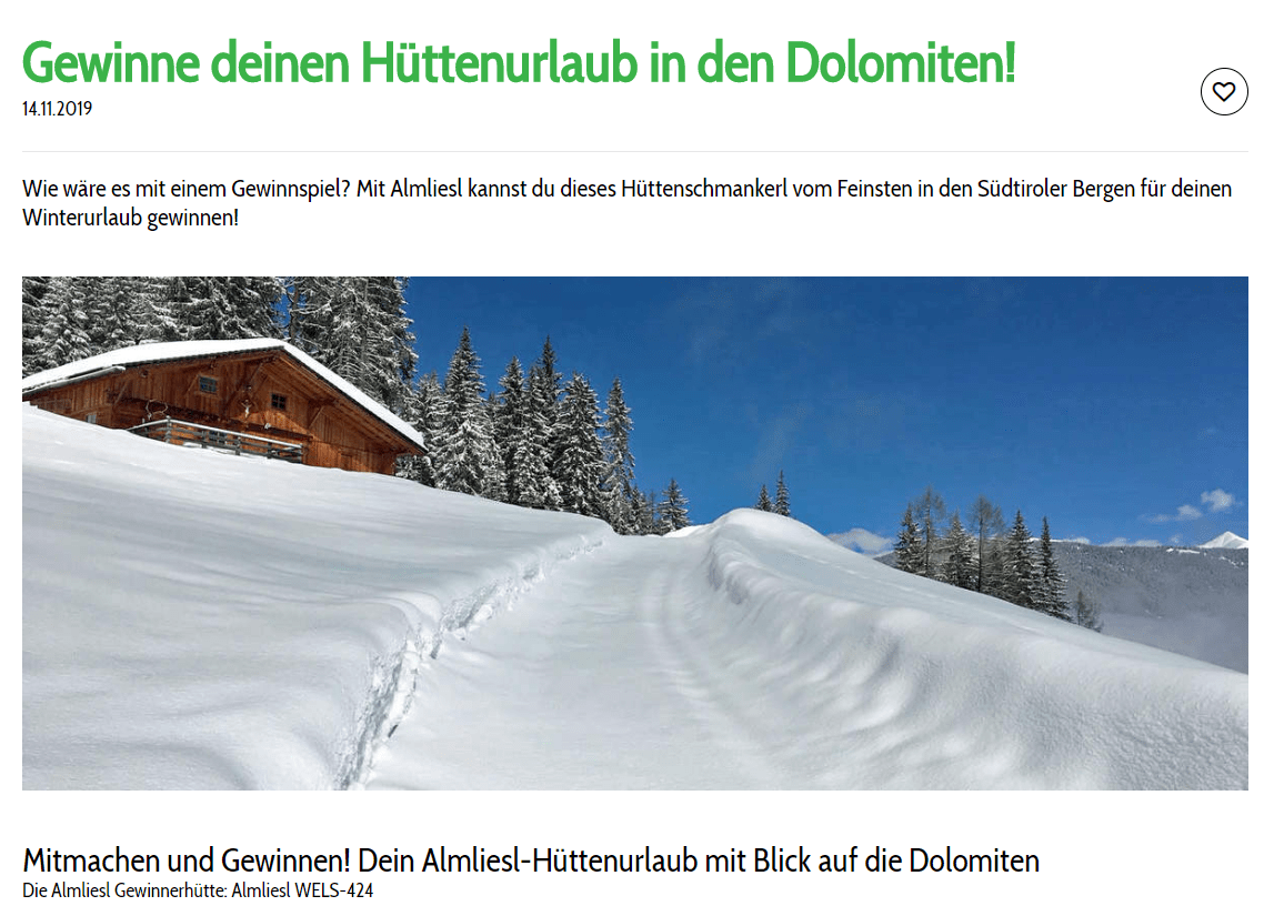 Hüttenurlaub für bis zu 8 Personen in den Dolomiten zu gewinnen!