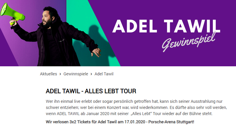 3x 2 Freikarten für Adel Tawil Konzert in Stuttgart zu gewinnen!