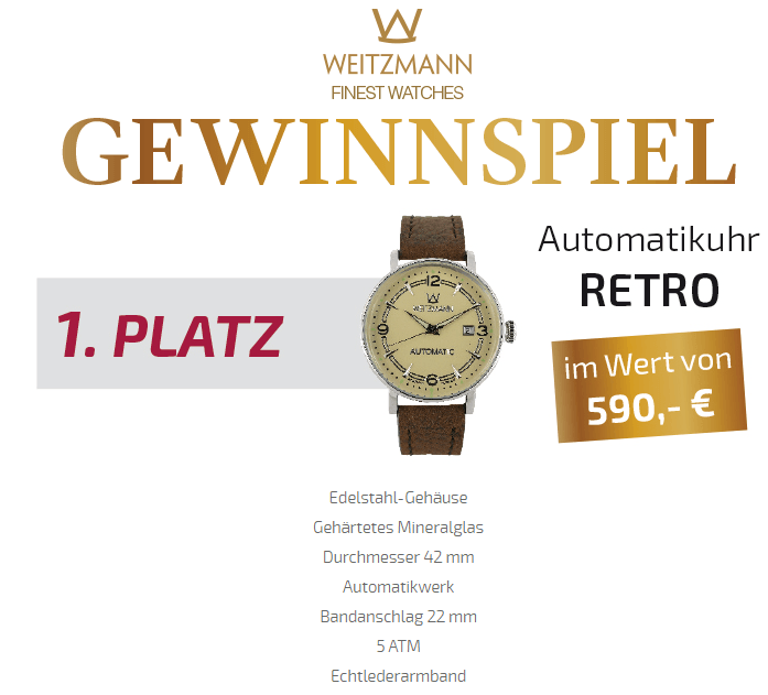 Schmuck Gewinnspiel: 3x edle Uhren mit Weizmann gewinnen! (Wert: 890€!)