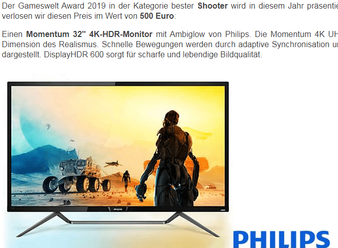 Gameswelt verlost einen „Philips 4K Fernseher“ fürs Abstimmen!