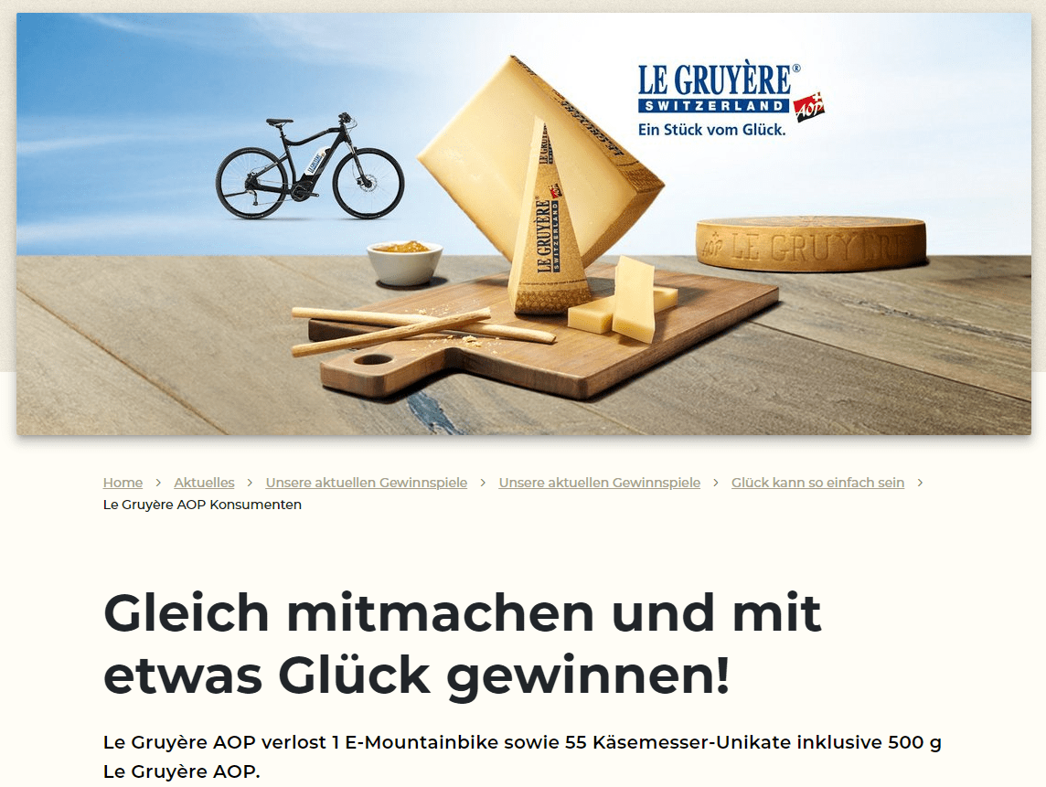 E-Mountainbike Haibike SDURO & 55 Käsemesser-Unikate im Le Gruyere Gewinnspiel erhalten!
