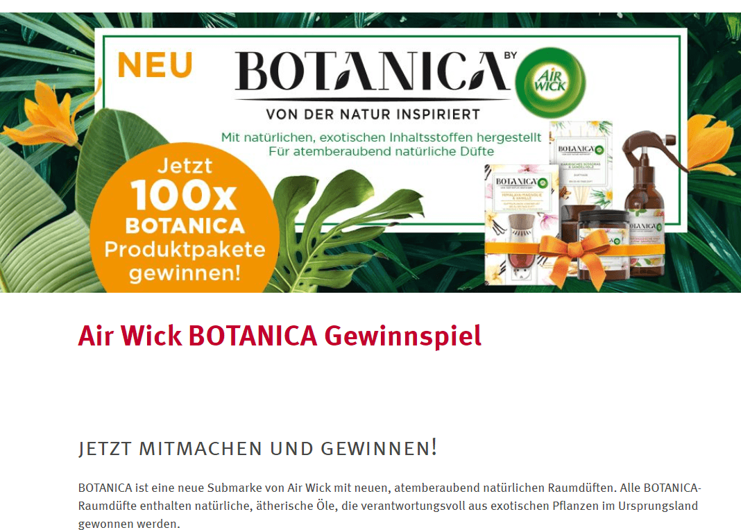 Rossmann Gewinnspiel: 1 von 100 Botanica-Duftpakete gewinnen!