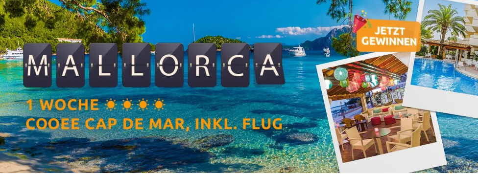 weg.de Gewinnspiel: 1 Woche Mallorca für zwei im 4 Sterne Hotel „COOEE Cap de Mar“ zu gewinnen