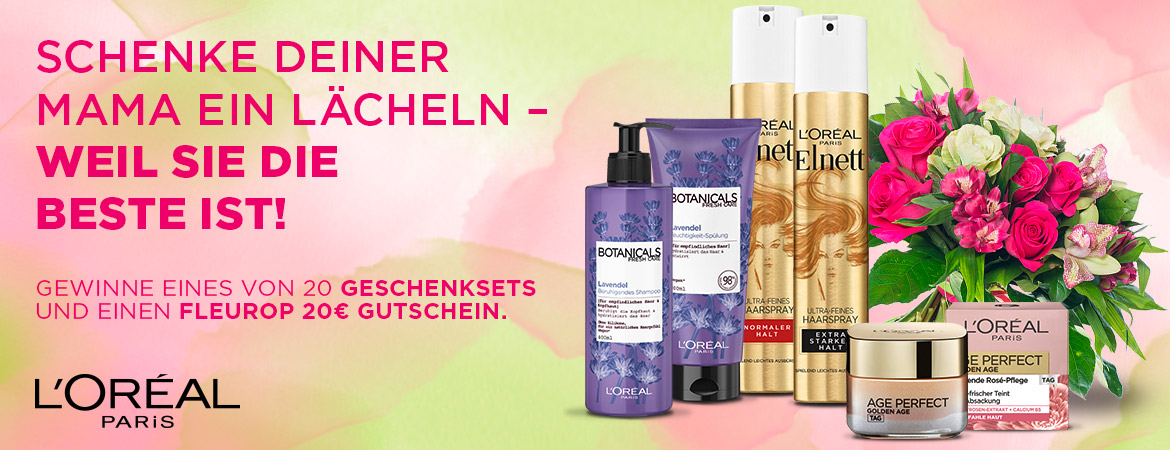 Müller Gewinnspiel: 20 Produkt-Sets von L’ORÉAL sowie einen Fleurop-Gutschein im Wert von 20€ zu gewinnen