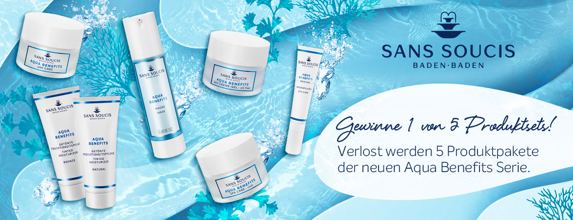 Müller Gewinnspiel: 1 von 5 Produktpaketen der neuen Aqua Benefits Serie Sans Soucis zu gewinnen