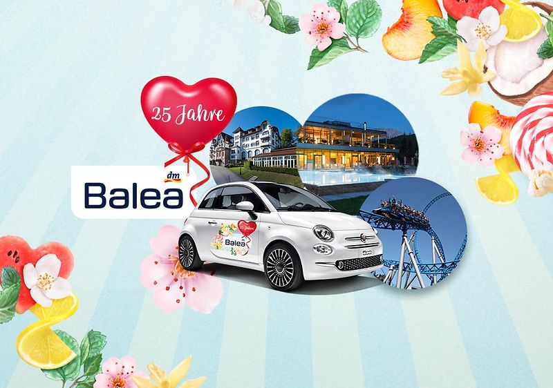 dm Gewinnspiel: Fiat 500 im Balea-Look zu gewinnen