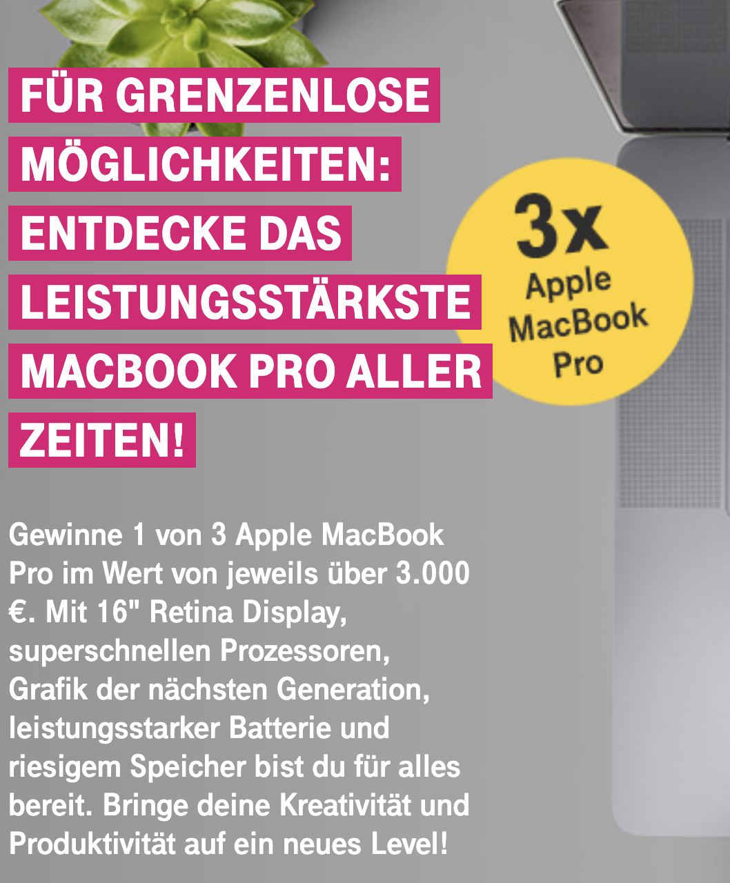 Telekom Gewinnspiel: Apple MacBook Pro zu gewinnen