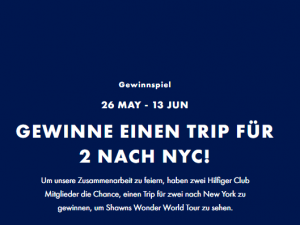 Tommy Hilfiger Gewinnspiel inkl. Tickets für Shawn Mendes Konzert: Reise für 2 Pers. nach New York mit Übernachtung, Frühstück und Transfer