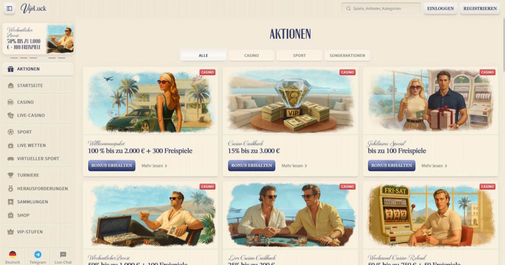 Bonusangebote im VIPLuck Casino